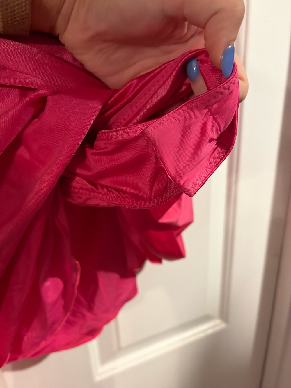 Oh Polly Hot Pink One-Shoulder Mini Dress with Draped Neck Tie - Picture 5 of 6